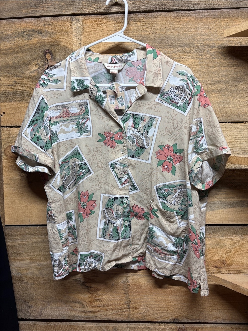 April Cornell Postcard Camp Blouse - NWT